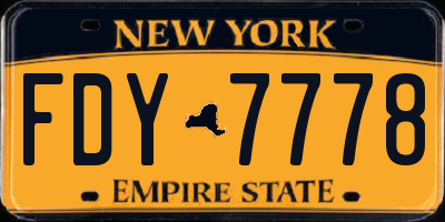 NY license plate FDY7778