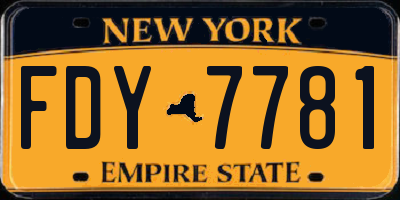 NY license plate FDY7781