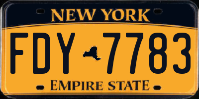 NY license plate FDY7783