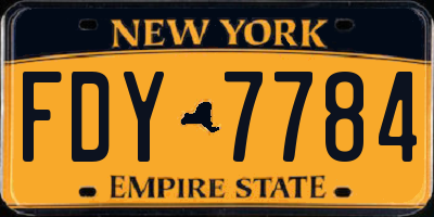 NY license plate FDY7784