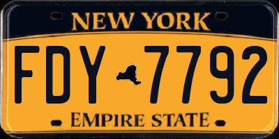 NY license plate FDY7792