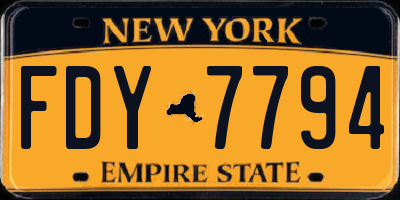 NY license plate FDY7794