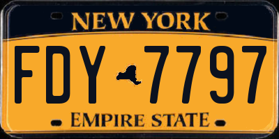 NY license plate FDY7797