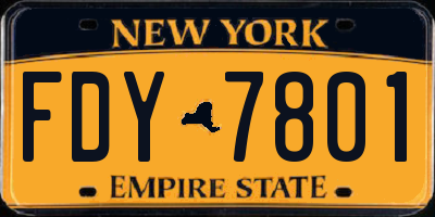 NY license plate FDY7801