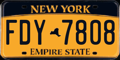 NY license plate FDY7808