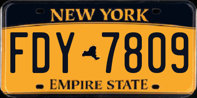 NY license plate FDY7809