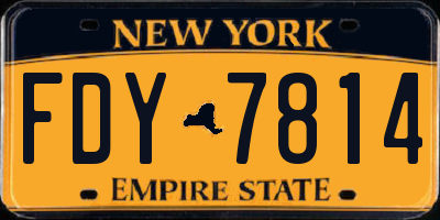NY license plate FDY7814