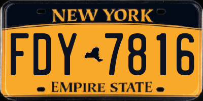 NY license plate FDY7816