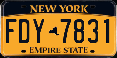 NY license plate FDY7831