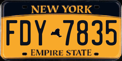 NY license plate FDY7835