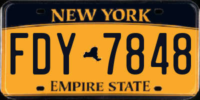 NY license plate FDY7848