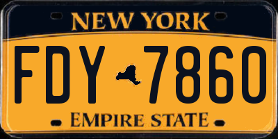 NY license plate FDY7860