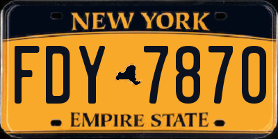 NY license plate FDY7870