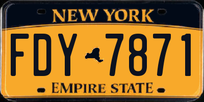 NY license plate FDY7871