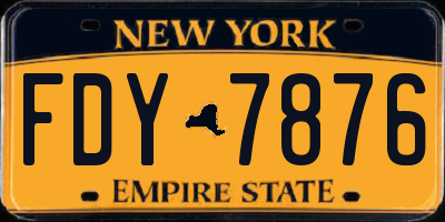 NY license plate FDY7876