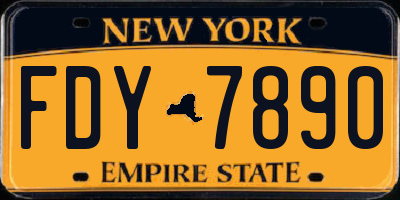 NY license plate FDY7890