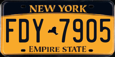 NY license plate FDY7905
