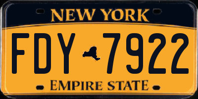 NY license plate FDY7922