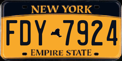 NY license plate FDY7924