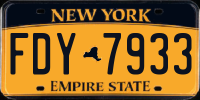 NY license plate FDY7933