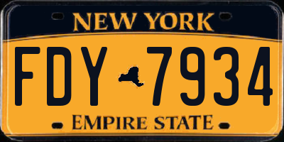 NY license plate FDY7934