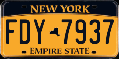 NY license plate FDY7937