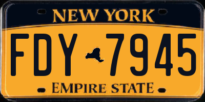 NY license plate FDY7945