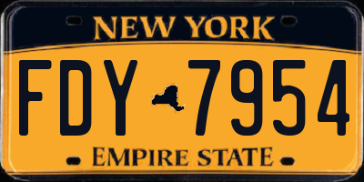 NY license plate FDY7954