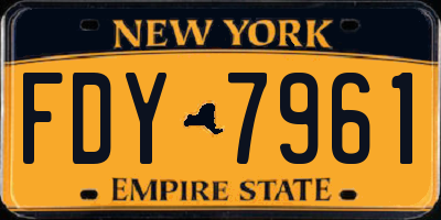 NY license plate FDY7961
