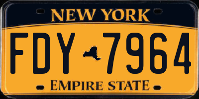 NY license plate FDY7964