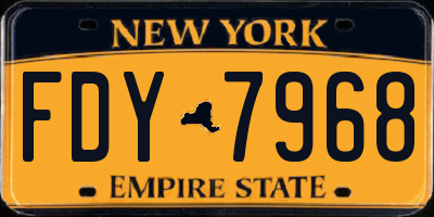 NY license plate FDY7968