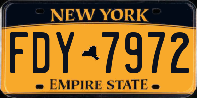 NY license plate FDY7972