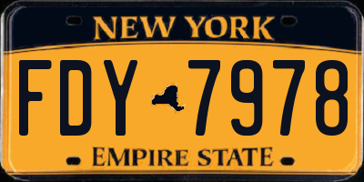 NY license plate FDY7978