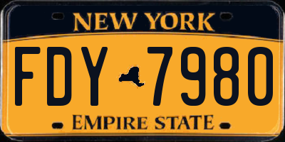 NY license plate FDY7980