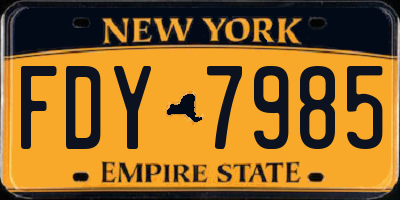 NY license plate FDY7985
