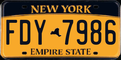 NY license plate FDY7986