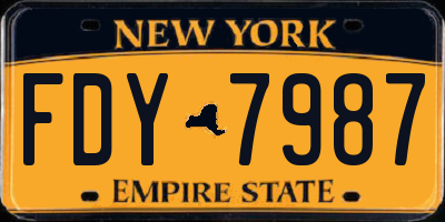 NY license plate FDY7987
