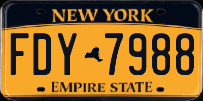 NY license plate FDY7988