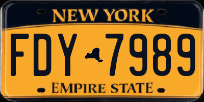 NY license plate FDY7989