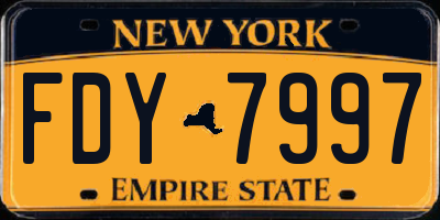 NY license plate FDY7997