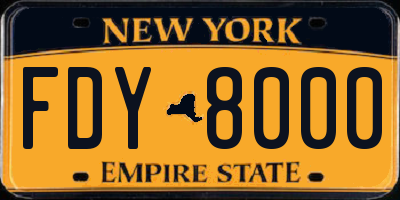 NY license plate FDY8000