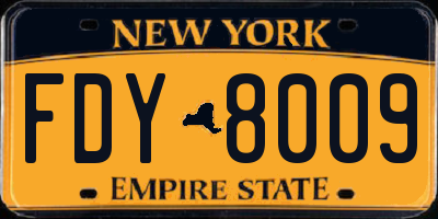 NY license plate FDY8009
