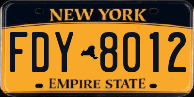 NY license plate FDY8012