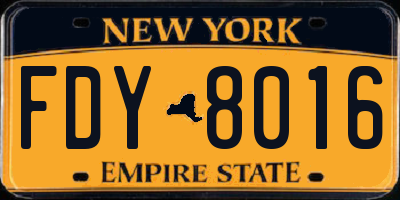 NY license plate FDY8016