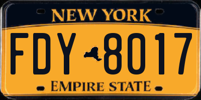 NY license plate FDY8017