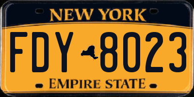 NY license plate FDY8023