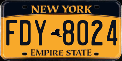 NY license plate FDY8024