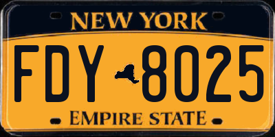 NY license plate FDY8025