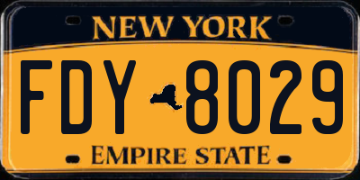 NY license plate FDY8029