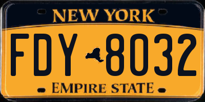 NY license plate FDY8032
